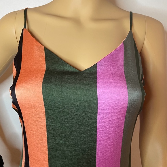 Midi ruffled striped spaghetti strap sheath flare! - Picture 3 of 12